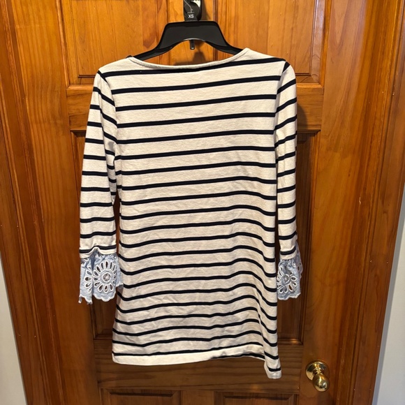 Beachlunchlounge Cotton Striped Dress in White and Blue Small Nautical - Picture 3 of 7